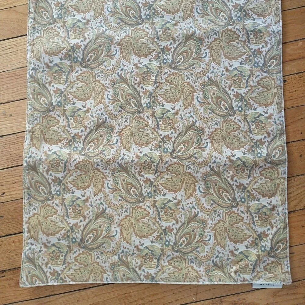 Pottery Barn Table Runner Dresser Scarf Beige Tan Floral Velour Velvet Cotton